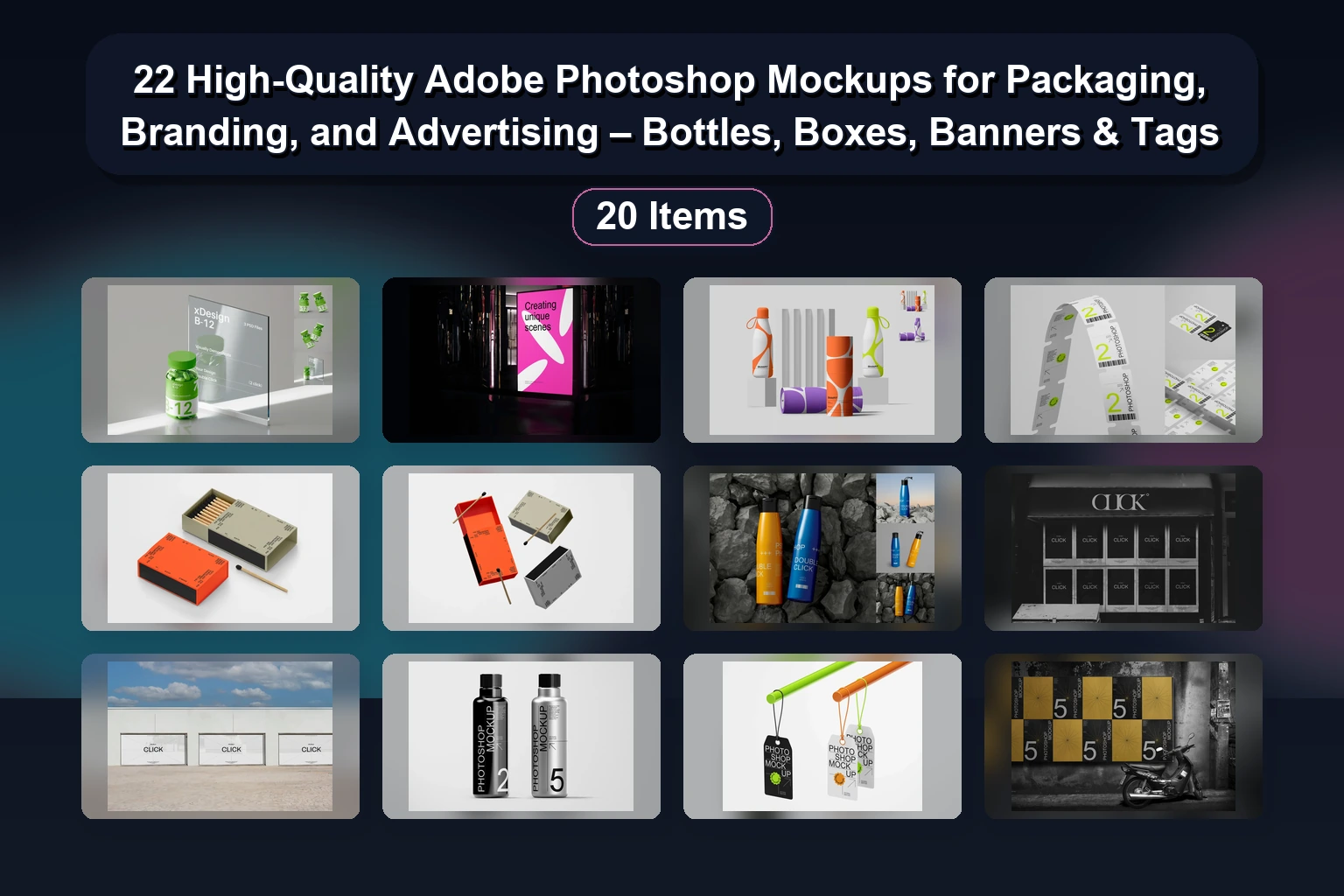 25 High-Resolution Adobe Photoshop Mockups for Branding, Packaging & Advertising