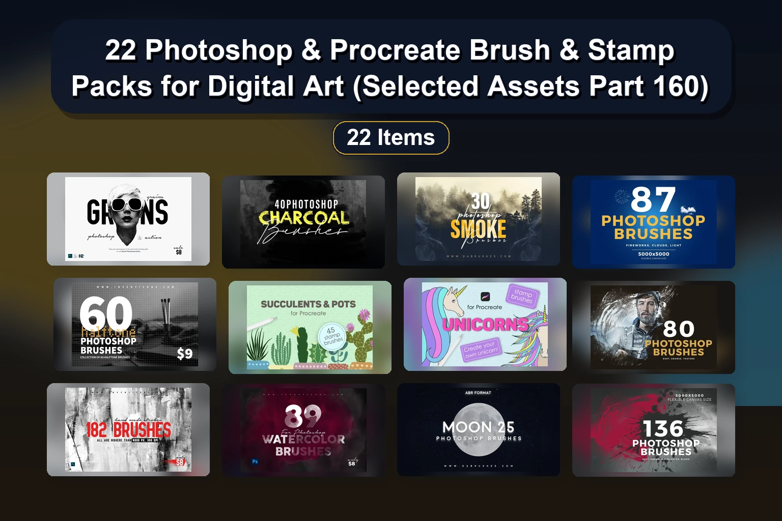 15 Procreate Pattern & Stamp Brushes, Lettering Tools & Photoshop Ink Brushes for Digital Art