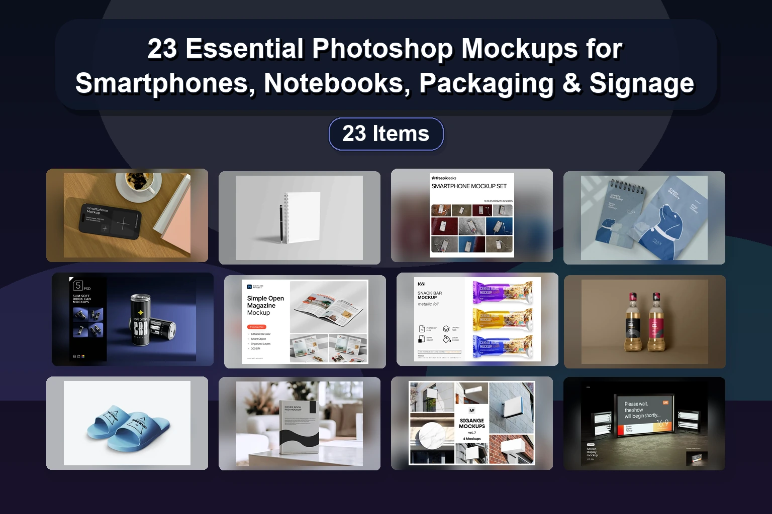 23 Essential Photoshop Mockups for Smartphones, Notebooks, Packaging & Signage 1 23 Essential Photoshop Mockups for Smartphones, Notebooks, Packaging & Signage 23 Essential Photoshop Mockups for Smartphones Notebooks Pac collage cf705224 1781869599