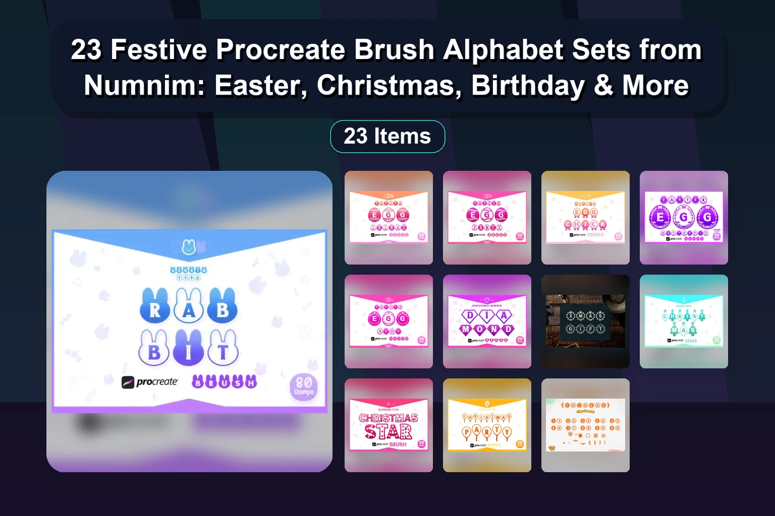 Procreate Brushes, Stamps, Palettes & Photoshop Brushes for Alphabets, Planners, and Nature Art