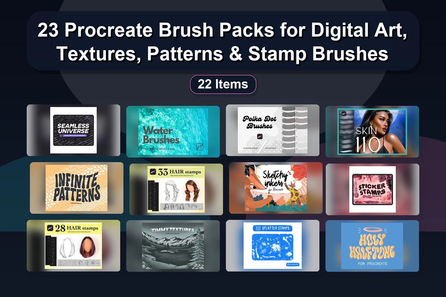 23 Procreate Brush Packs for Digital Art, Textures, Patterns & Stamp Brushes