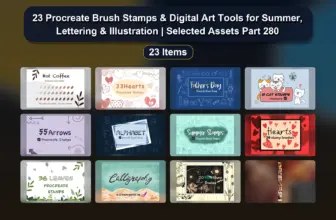 23 Procreate Brush Stamps & Digital Art Tools for Summer, Lettering & Illustration | Selected Assets Part 280