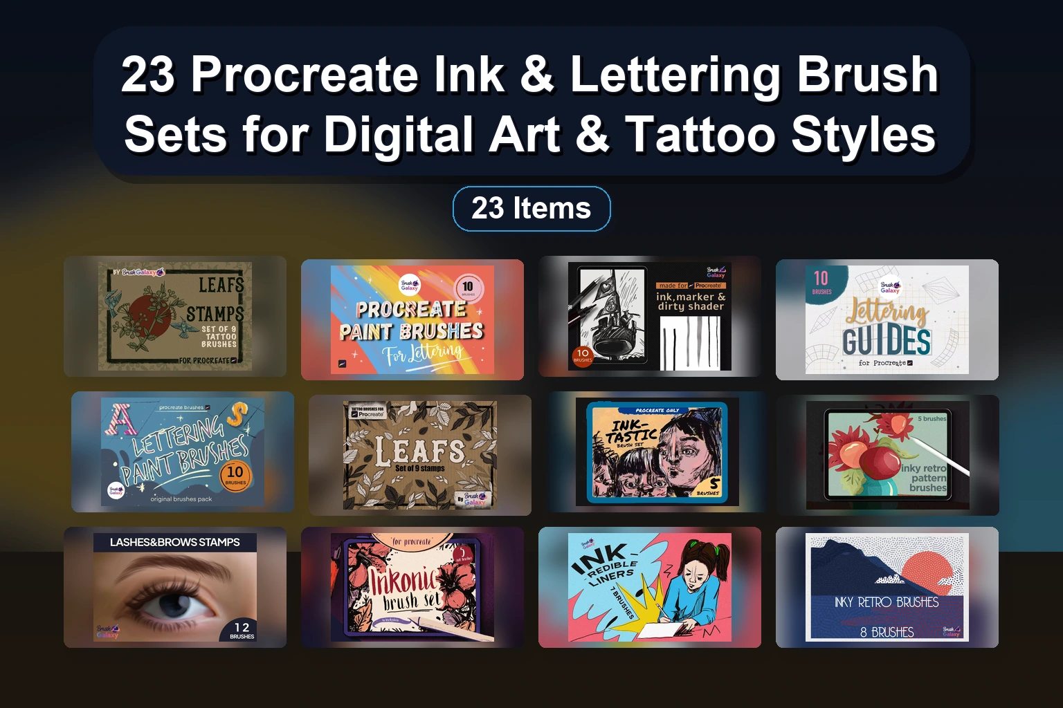 Ink, Watercolor, Texture & Character Brushes for Procreate – Selected Assets Part 35