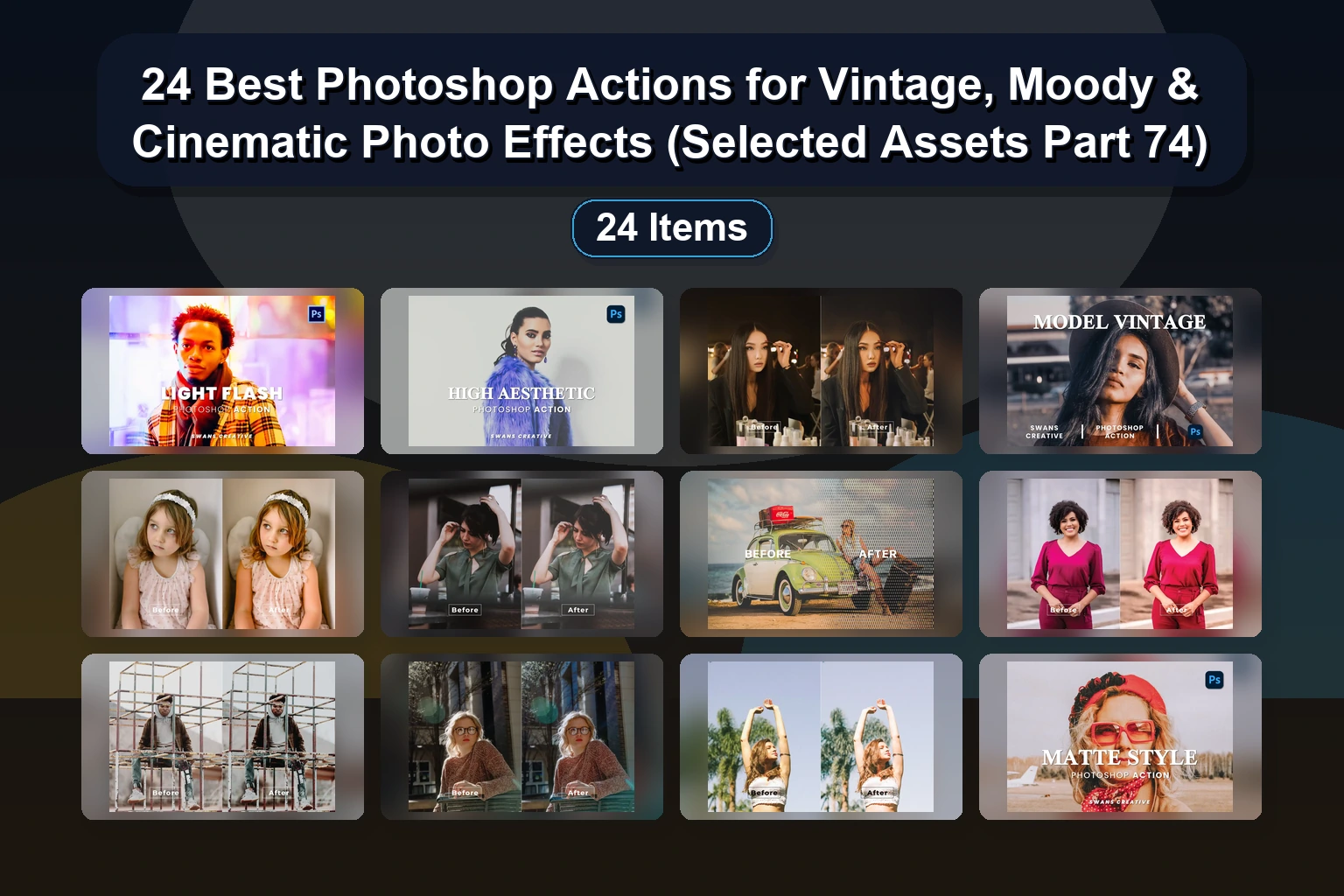 Elevate Your Photos with 25 Premium Photoshop Actions | Golden White, Disposable, Cinematic & More