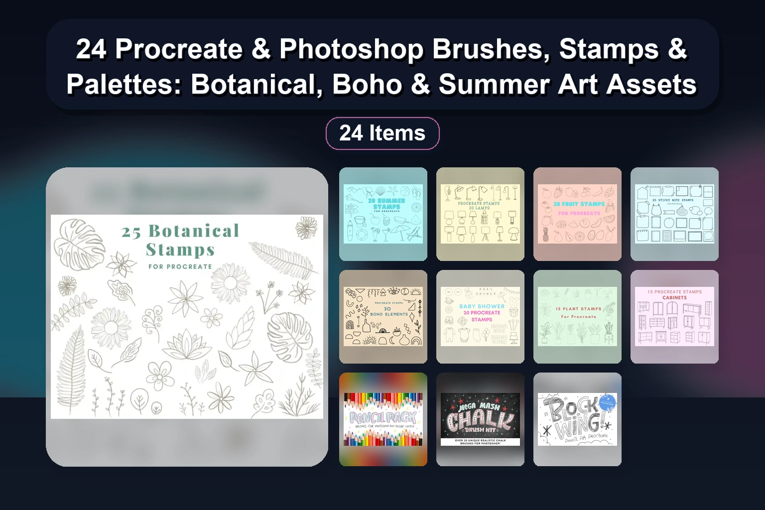 Essential Procreate Stamp & Brush Collection – Flowers, Portraits, Anime & More (Selected Assets Part 158)
