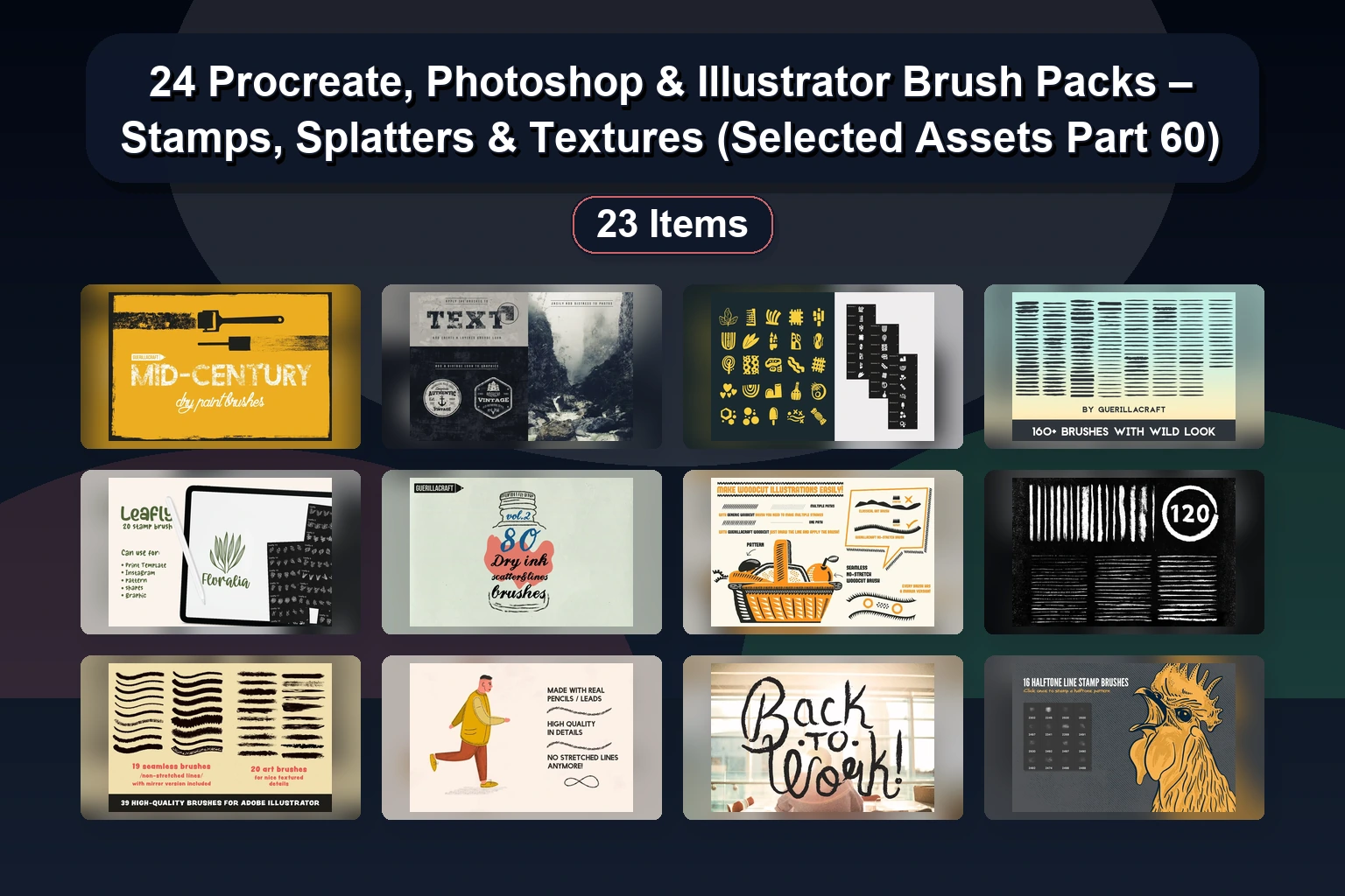 25 Premium Photoshop, Procreate & Illustrator Brush Packs for Digital Art & Design