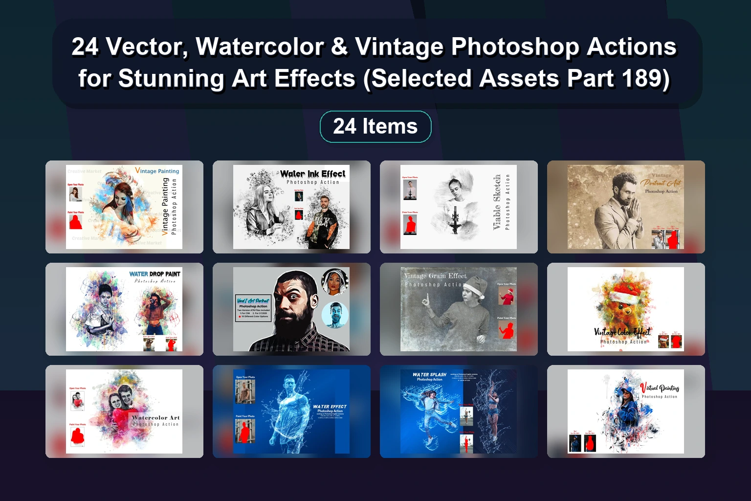 15 Watercolor Photoshop Actions for Stunning Portrait & Art Effects (Selected Assets Part 188)