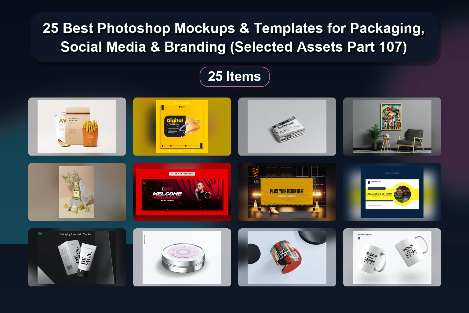 25 Versatile Photoshop Mockups for Branding, Packaging, and Digital Design Showcases