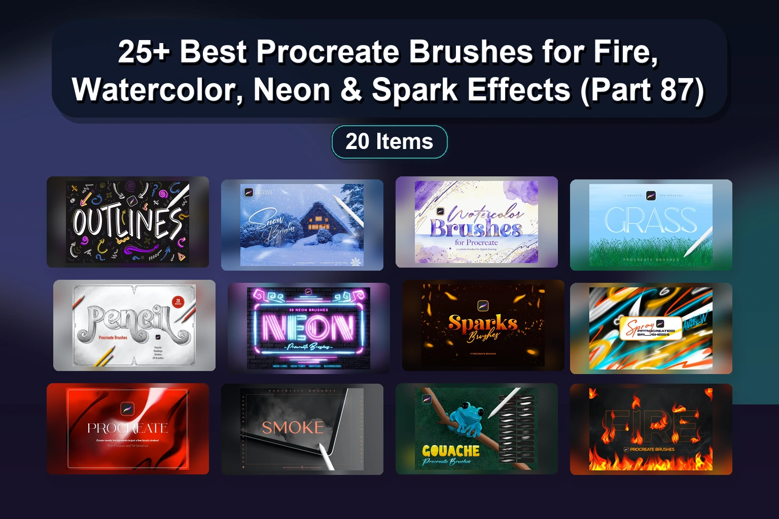 20 Procreate Brush Sets for Lace, Stamps, Lettering & Digital Art (Selected Assets Part 86)