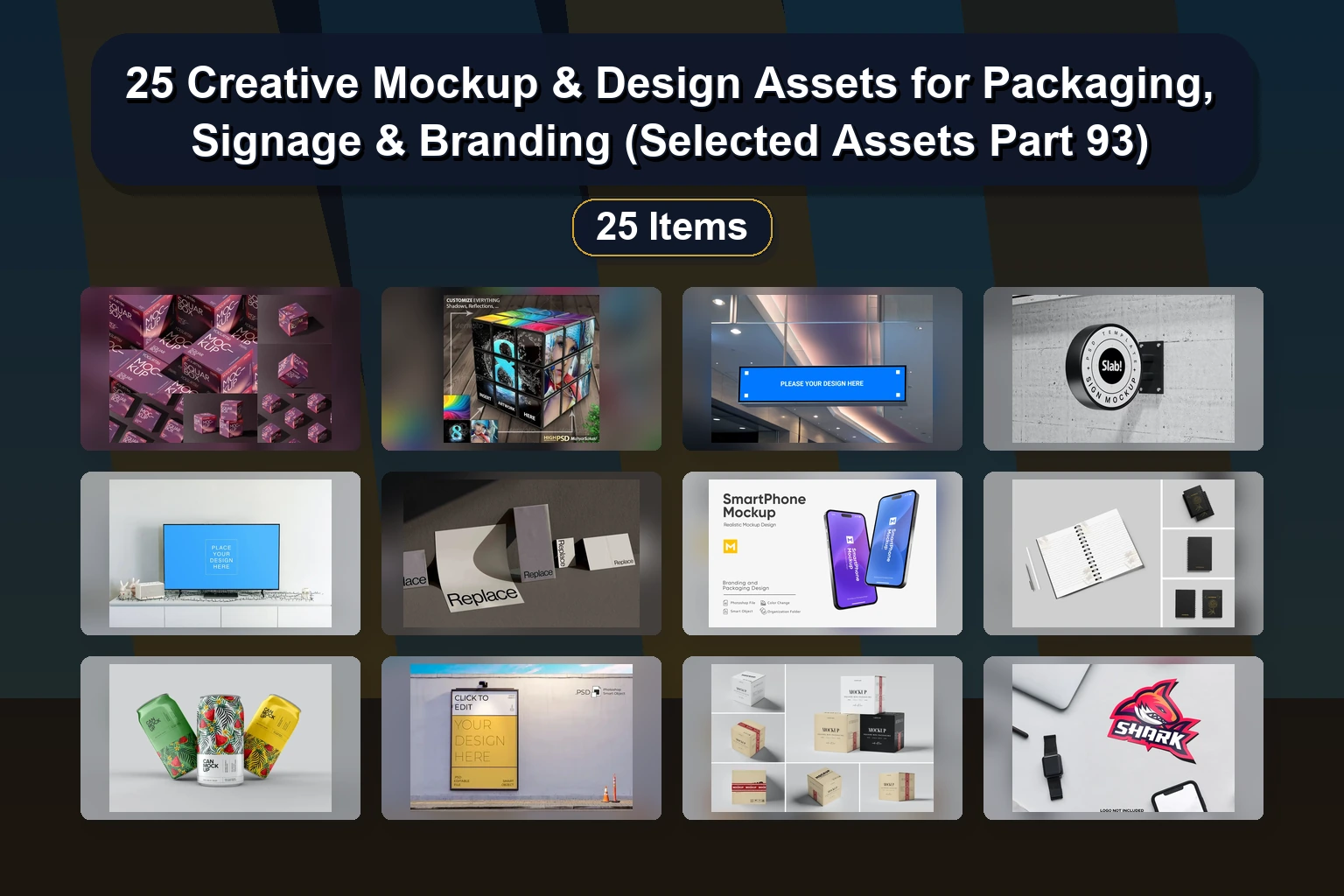 25 Essential Mockups & Design Assets for Branding & Digital Art (Selected Assets Part 92)
