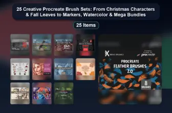 25 Creative Procreate Brush Sets: From Christmas Characters & Fall Leaves to Markers, Watercolor & Mega Bundles