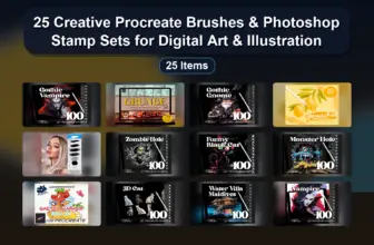 25 Creative Procreate Brushes & Photoshop Stamp Sets for Digital Art & Illustration