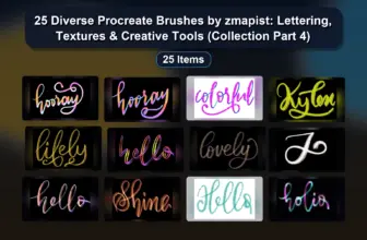 25 Diverse Procreate Brushes by zmapist: Lettering, Textures & Creative Tools (Collection Part 4)