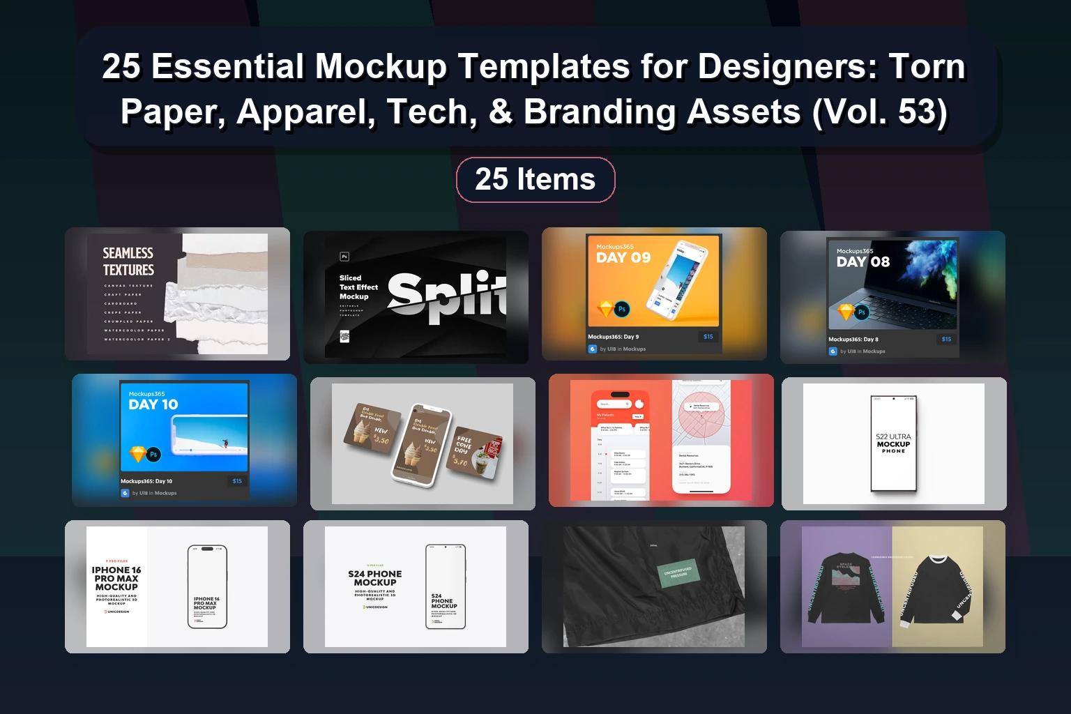 25 Premium PSD Mockup Sets For Branding, Logo, & Product Presentations (Part 52)