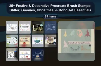 25+ Festive & Decorative Procreate Brush Stamps: Glitter, Gnomes, Christmas, & Boho Art Essentials