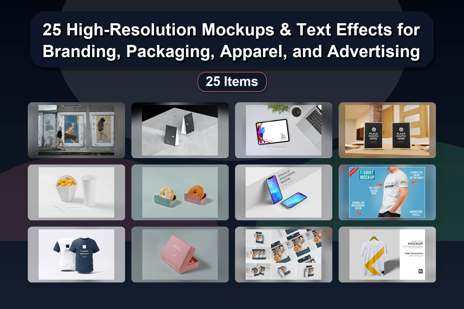 25 High-Resolution Mockups & Text Effects for Branding, Packaging, Apparel, and Advertising 25 High Resolution Mockups Text Effects for Branding Packag collage acd001c2 1781869551