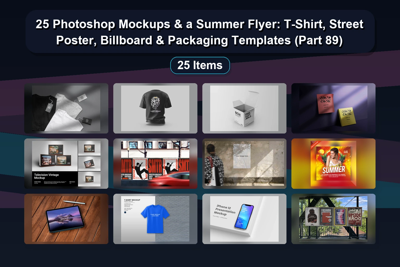 23 Photoshop Mockup Templates: Branding, Packaging, Sticker & T-Shirt Design Set (Selected Assets Part 88)
