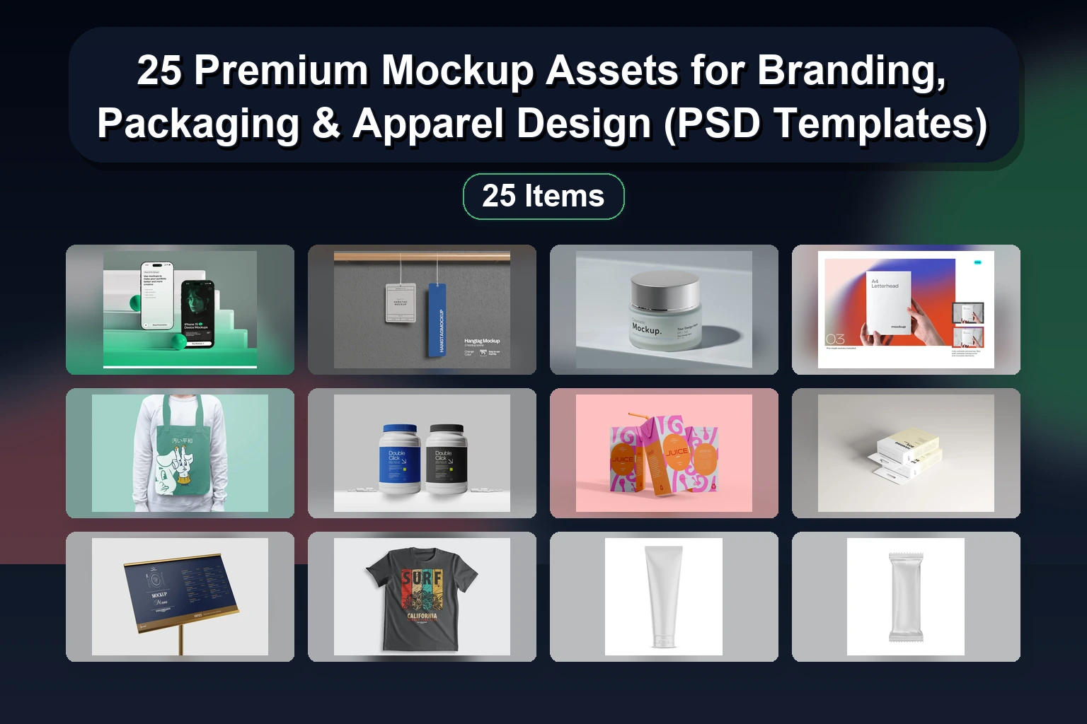25 Premium Matte & Metallic Mockups for Packaging, Branding & Apparel (PSD)
