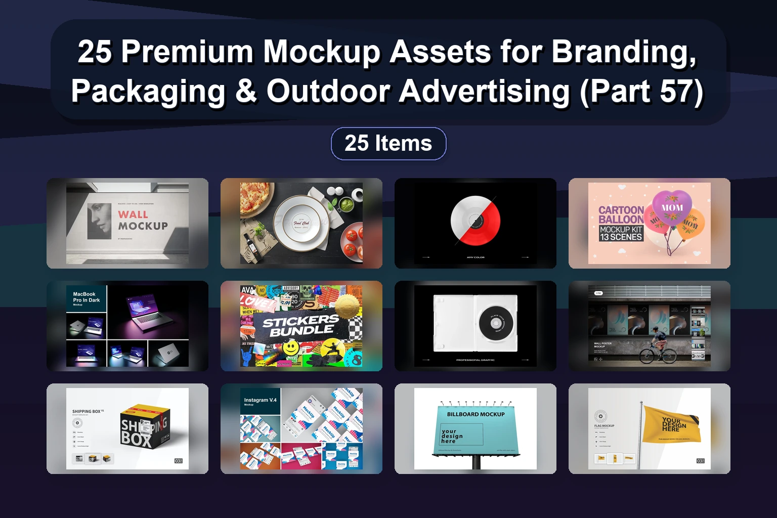 25 Realistic Mockups Bundle for Branding, Apparel & Signage Design