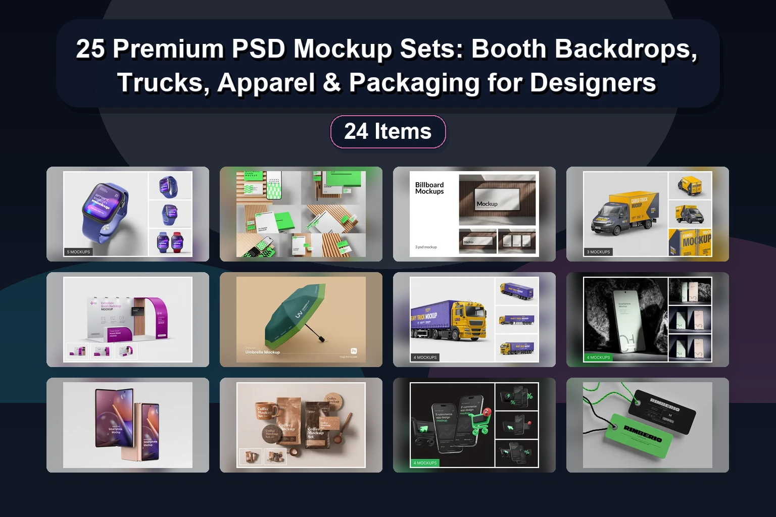 25 Premium Product Mockups for Branding, Packaging & Digital Design (PSD Smart Objects)