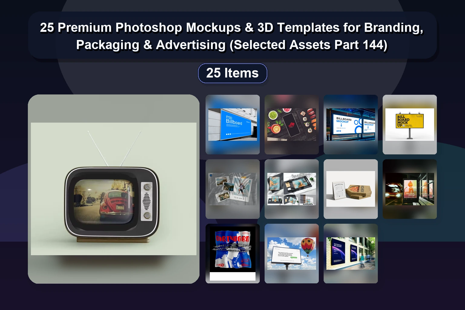 25 Premium Photoshop Mockups & 3D Text Effects Pack for Branding & Packaging Design (Selected Assets Part 145)