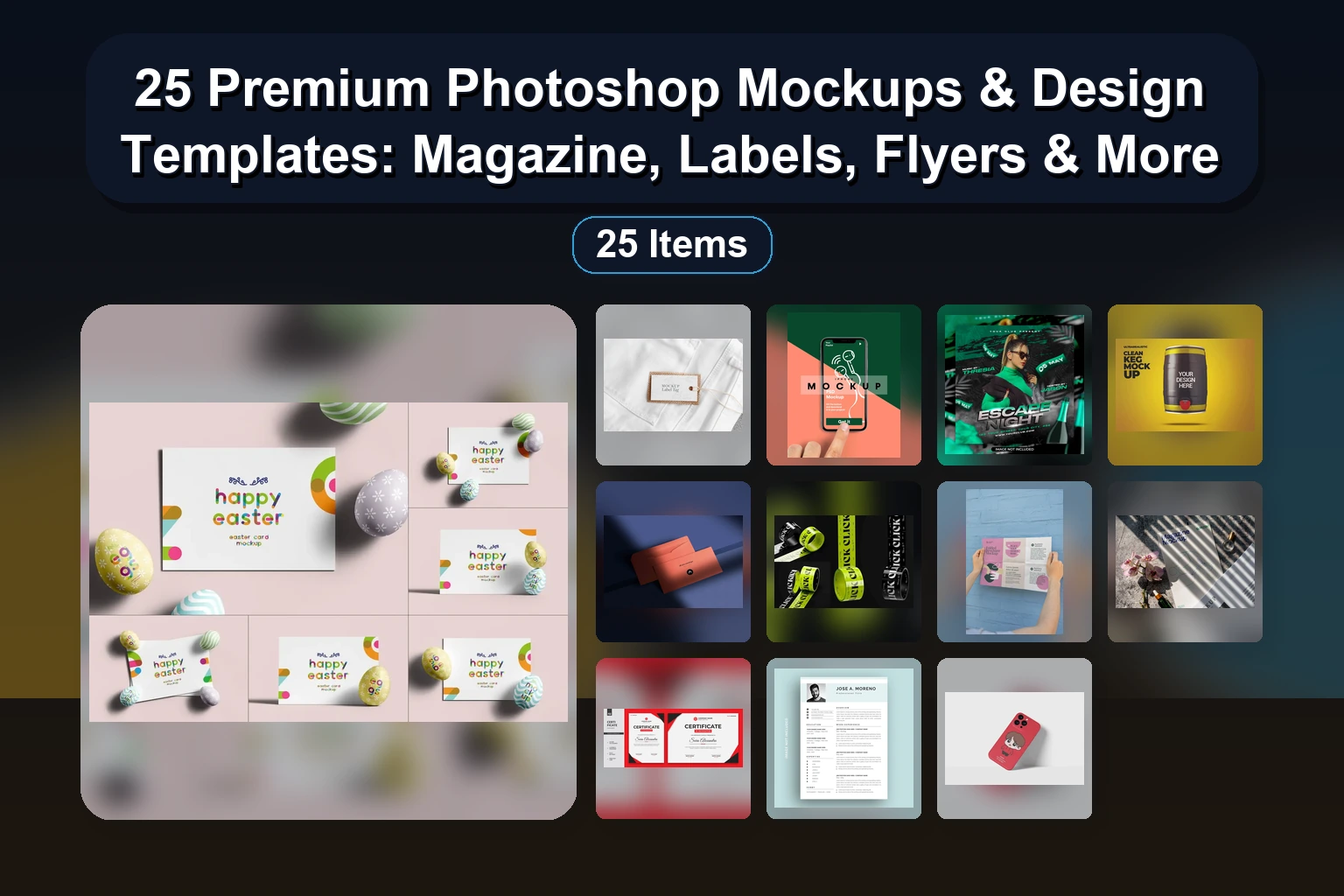Diverse Design Assets Mega-Collection: Mockups, 3D Renders & Social Media Templates (Part 129)