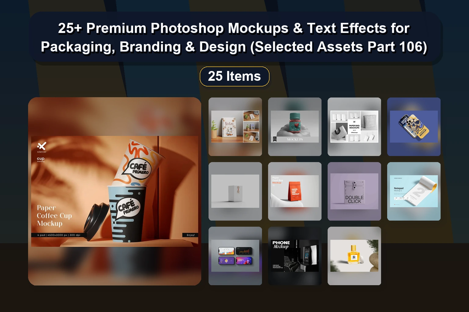 25+ Premium Photoshop Mockups & Text Effects for Packaging, Branding & Design (Selected Assets Part 106) 25 Premium Photoshop Mockups Text Effects for Packaging Bra collage 63091368 1781869681