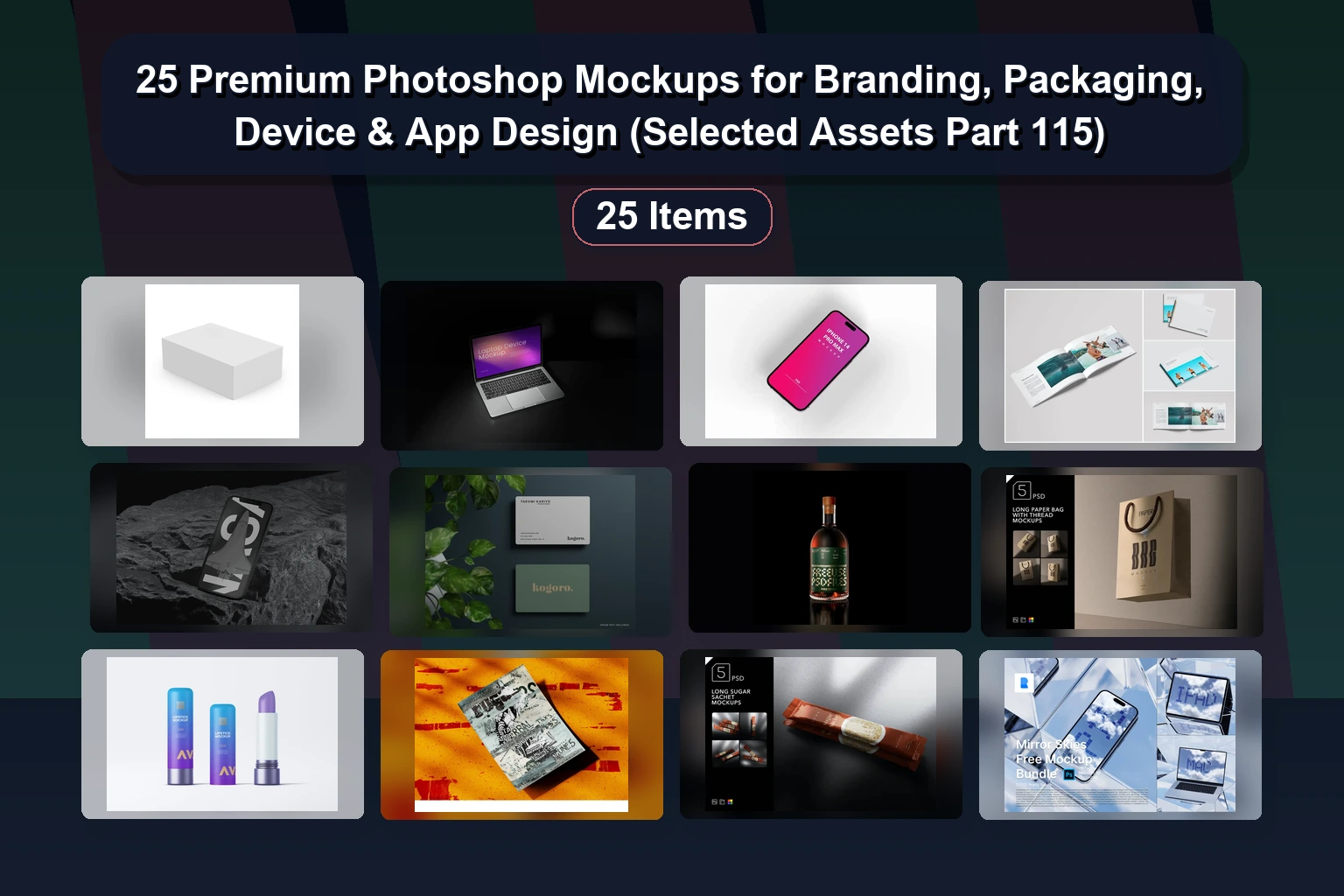 Laptop & iPhone Mockups, Packaging Templates & Vector Logo Assets (Selected Assets Part 116)