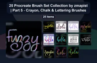 25 Procreate Brush Set Collection by zmapist | Part 5 – Crayon, Chalk & Lettering Brushes