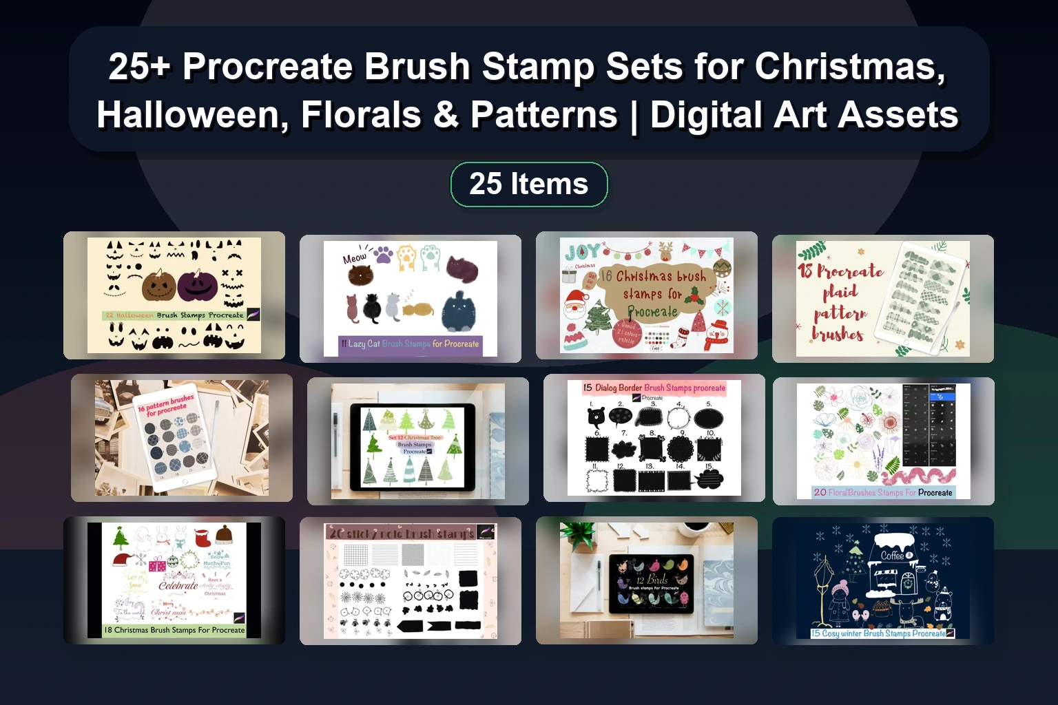 25+ Procreate Brush Stamp Sets for Christmas, Halloween, Florals & Patterns | Digital Art Assets 1 25+ Procreate Brush Stamp Sets for Christmas, Halloween, Florals & Patterns | Digital Art Assets 25 Procreate Brush Stamp Sets for Christmas Halloween Floral collage d58c1864 1781855430