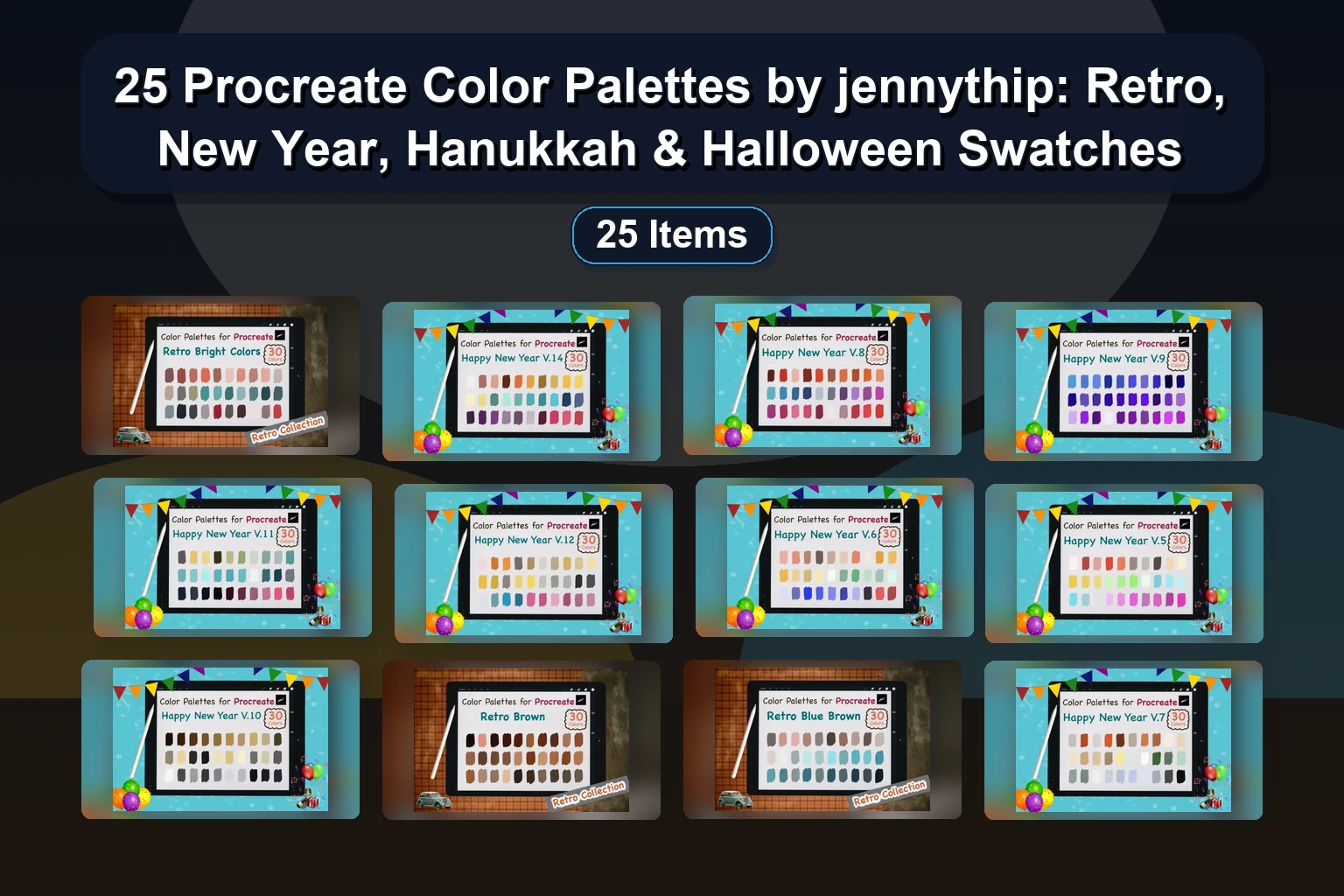 Procreate Color Palettes jennythip Collection Part 8: Halloween, Groundhog, Election Day & Easter Swatches