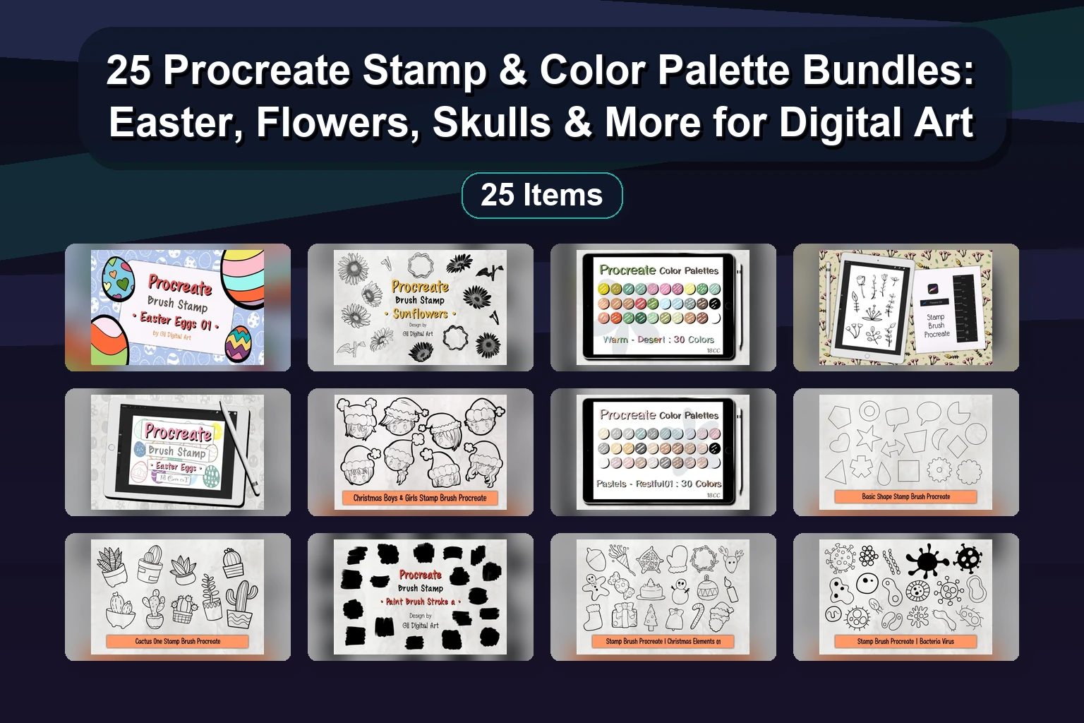 15 Procreate Brush Packs: Cookie Dough, Skulls, Stamps & Digital Painting Assets (Selected Assets Part 193)