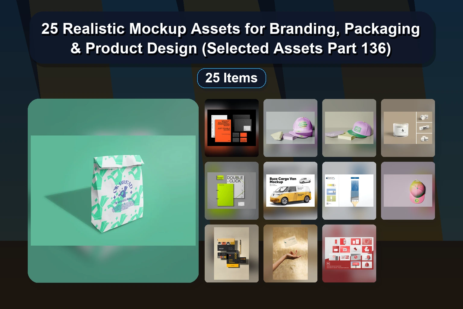 25 High-Resolution Business Card, Box, Bottle, & Book Mockups for Photoshop – Selected Assets Part 137