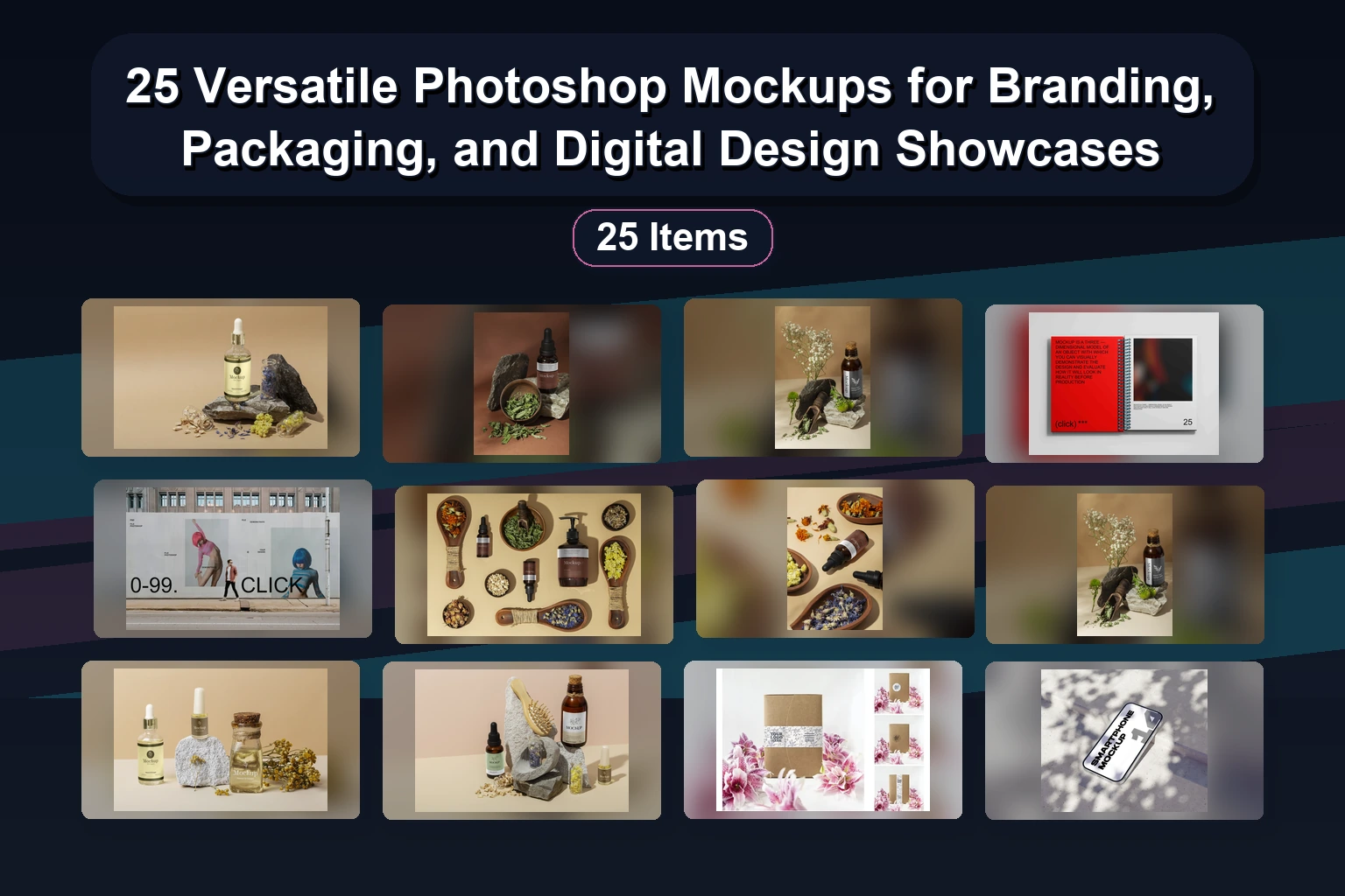 25 High-Resolution Mockups & Templates for Packaging, Apparel & Branding (Adobe Photoshop)