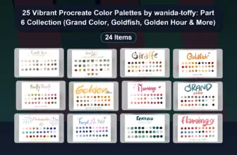 25 Vibrant Procreate Color Palettes by wanida-toffy: Part 6 Collection (Grand Color, Goldfish, Golden Hour & More)