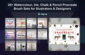 25+ Watercolour, Ink, Chalk & Pencil Procreate Brush Sets for Illustrators & Designers