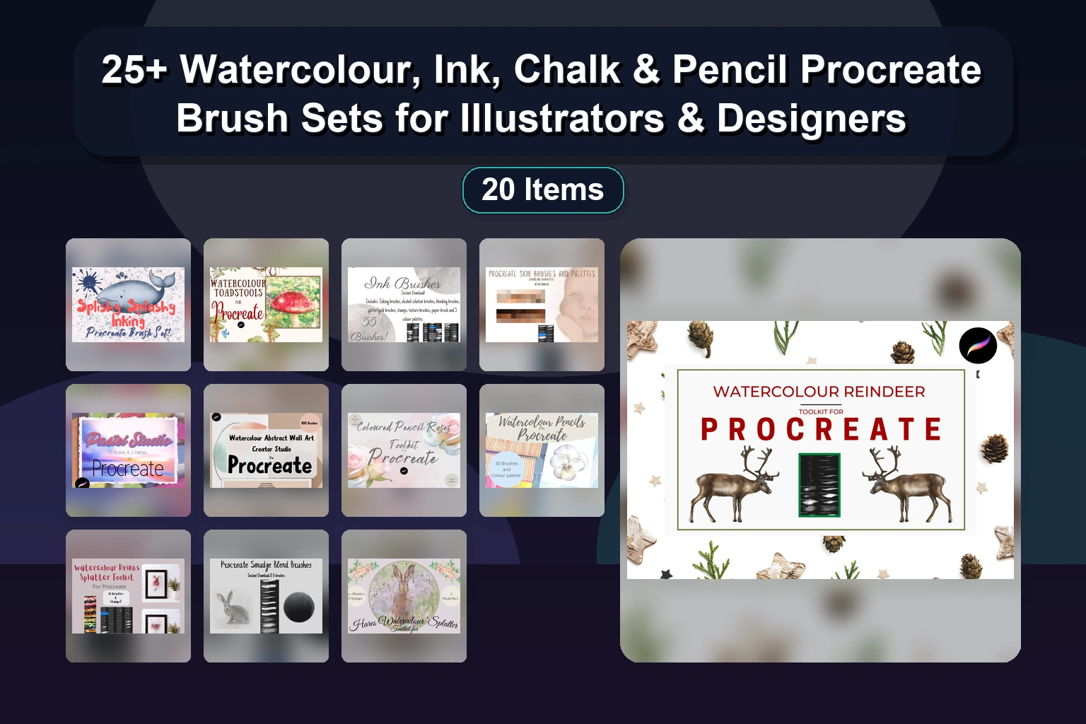 The Ultimate Procreate Brush Collection: Watercolor, Portraits, Fur, & Special Effects (Part 11)