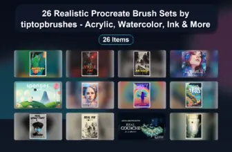 26 Realistic Procreate Brush Sets by tiptopbrushes – Acrylic, Watercolor, Ink & More