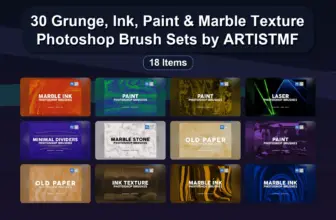 30 Grunge, Ink, Paint & Marble Texture Photoshop Brush Sets by ARTISTMF