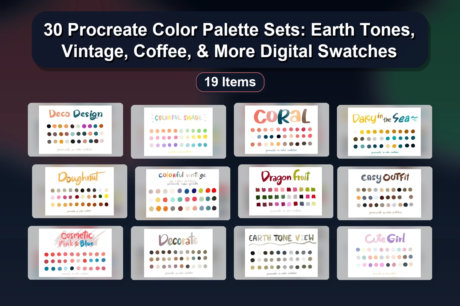 Procreate Color Palettes & Brush Sets: Wanida-Toffy & Melsbrushes Collection (Part 103)