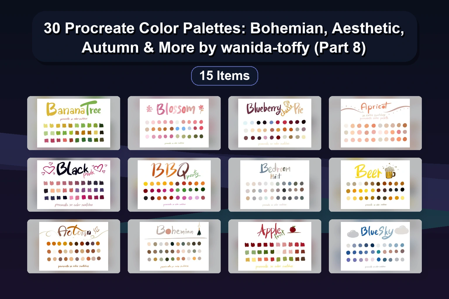 30 Procreate Color Palettes: Bohemian, Aesthetic, Autumn & More by wanida-toffy (Part 8)