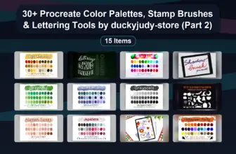 30+ Procreate Color Palettes, Stamp Brushes & Lettering Tools by duckyjudy-store (Part 2)