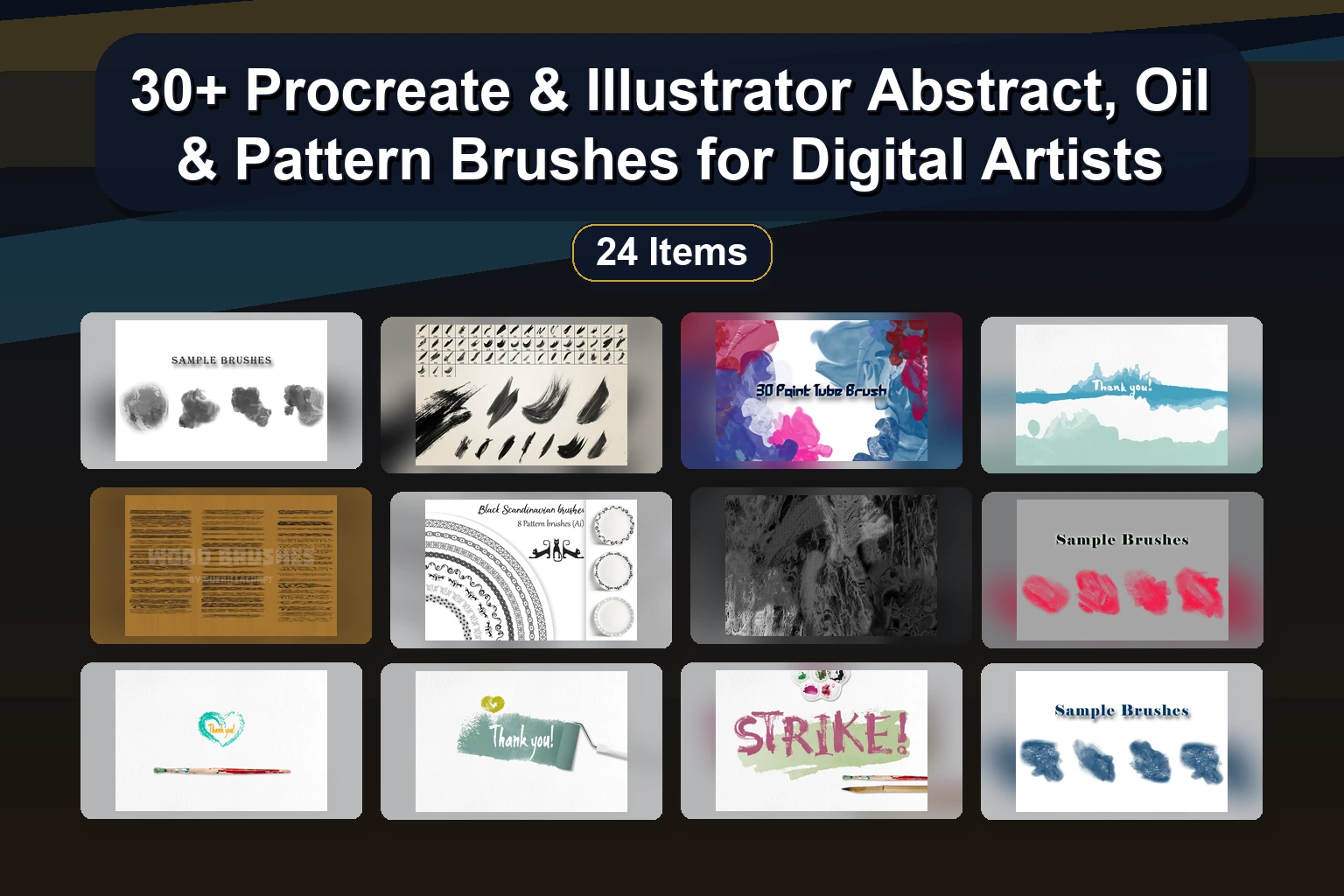 15 Digital Art Brush Sets for Procreate & Photoshop – Watercolor, Patterns, Textures & More