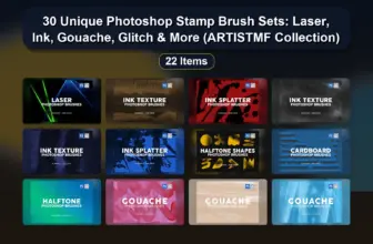 30 Unique Photoshop Stamp Brush Sets: Laser, Ink, Gouache, Glitch & More (ARTISTMF Collection)