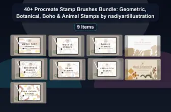 40+ Procreate Stamp Brushes Bundle: Geometric, Botanical, Boho & Animal Stamps by nadiyartillustration