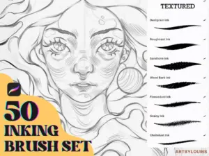 50 Ink Brushes For Procreate | Instant Download | Alcohol Markers | Watercolor Brush | Ink Set | Line Art