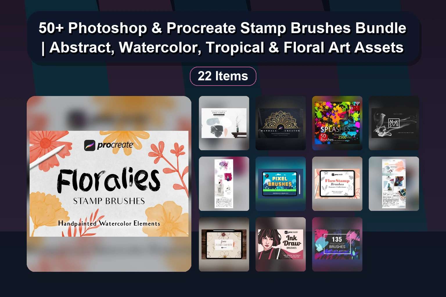 15 Procreate Brush & Stamp Sets for Digital Art: Valentine, Skulls, Floral & Texture Brushes