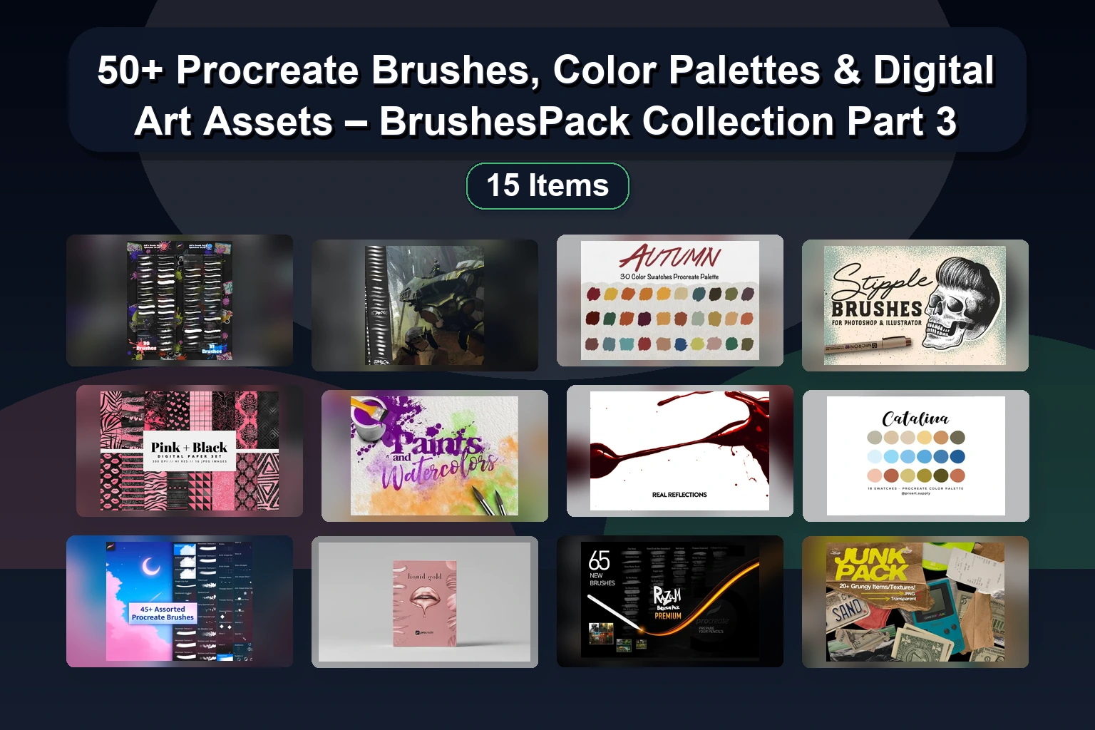 50+ 款 Procreate 笔刷、调色板与数字艺术素材 —— BrushesPack 系列合集第三部分
