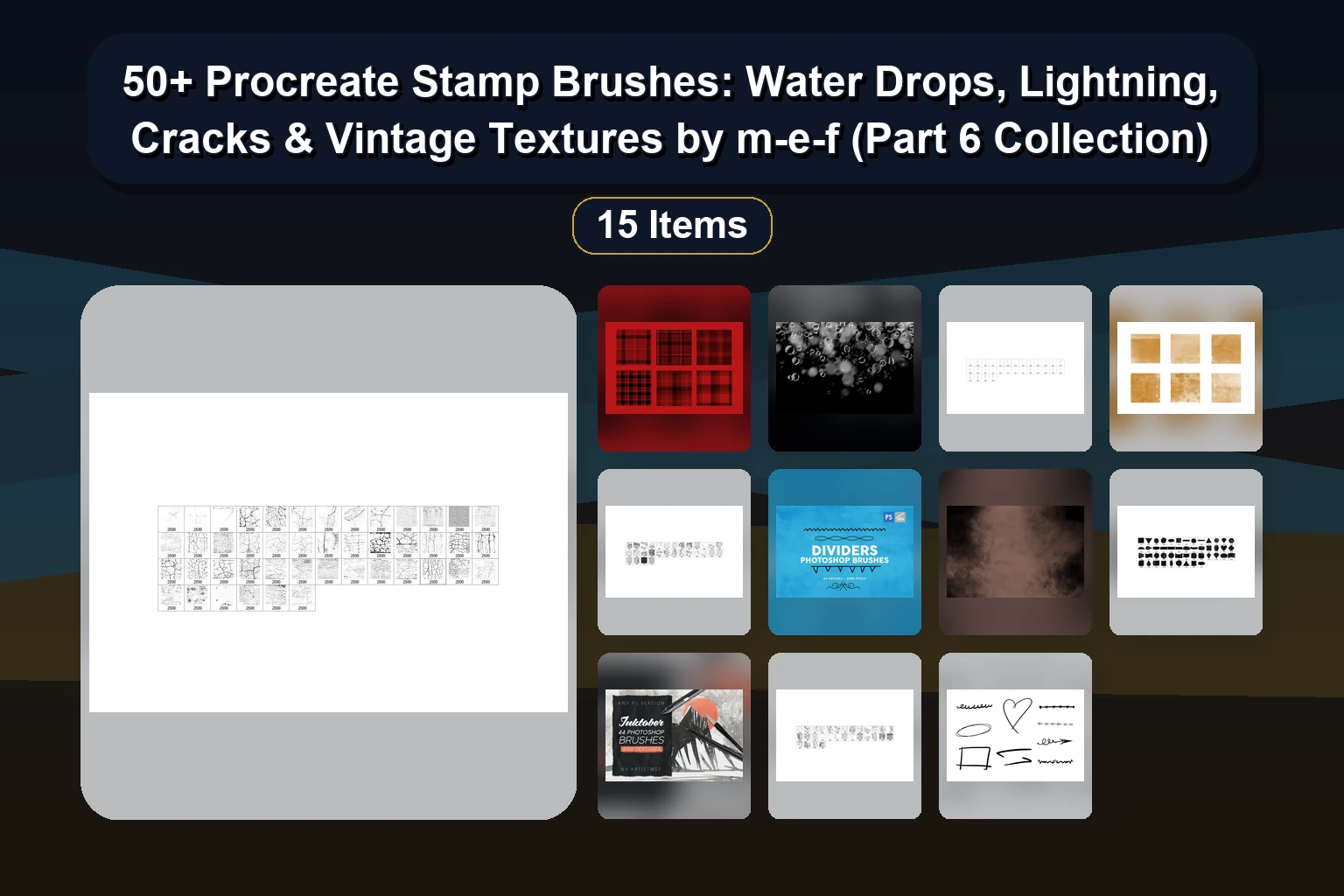 60+ Dust, Grunge, Glass & Light Effect Stamp Brushes for Procreate by m-e-f