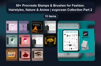 50+ Procreate Stamps & Brushes for Fashion, Hairstyles, Nature & Anime | svgocean Collection Part 2